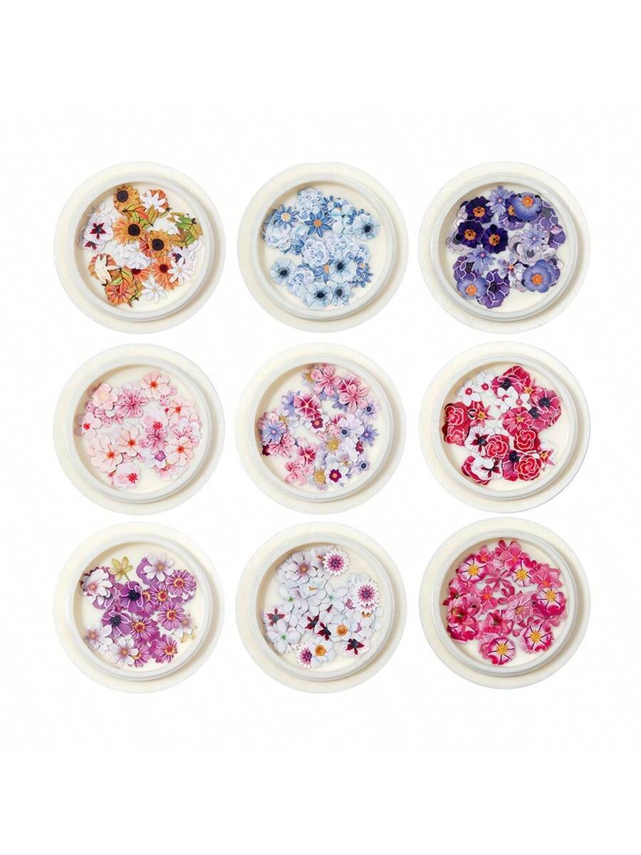 1box Purple Flower Shaped Nail Art Decoration Nail Art Charms Manicure