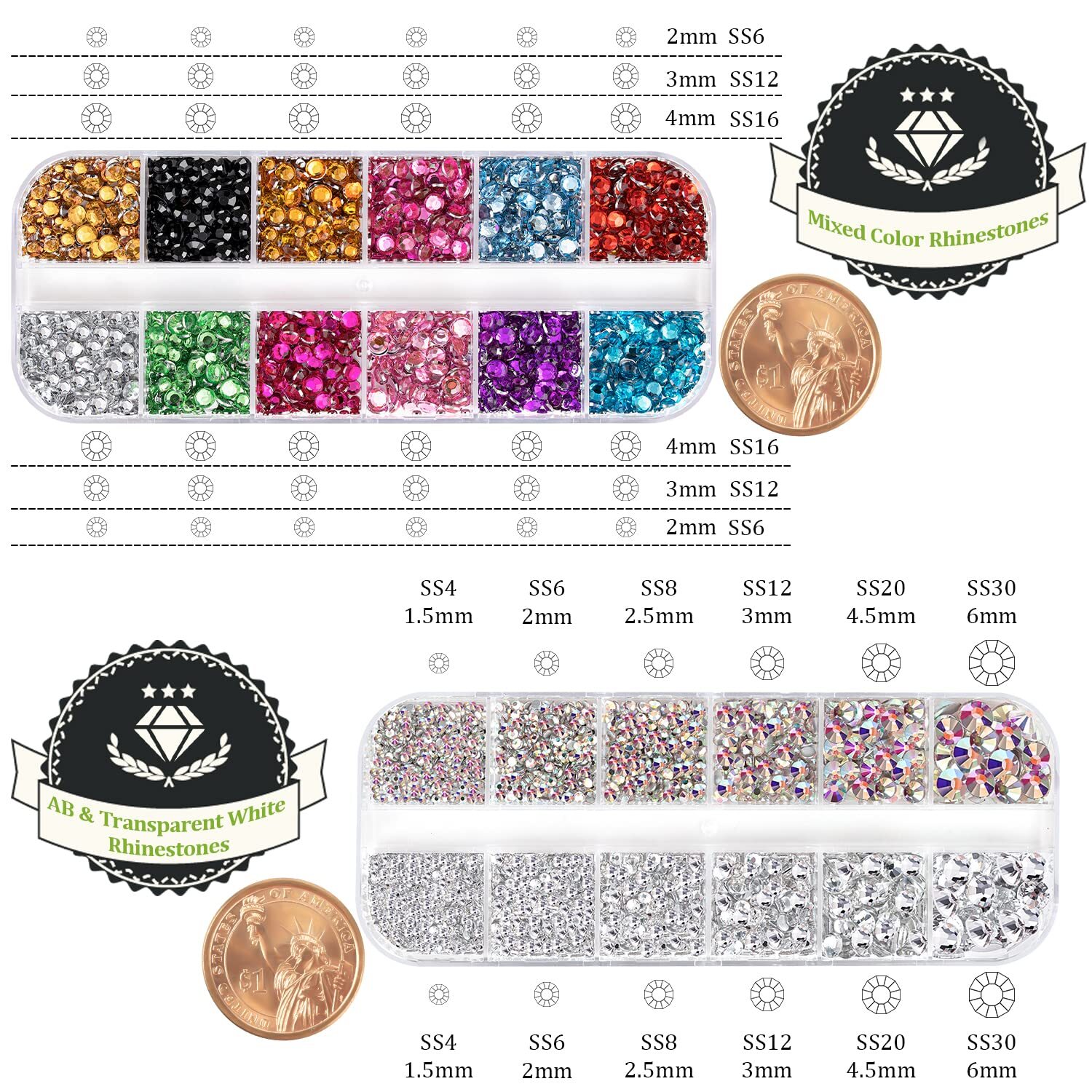 Flatback Rhinestones Pack for Nail Art and Crafting Over 4500 Pcs with Tools