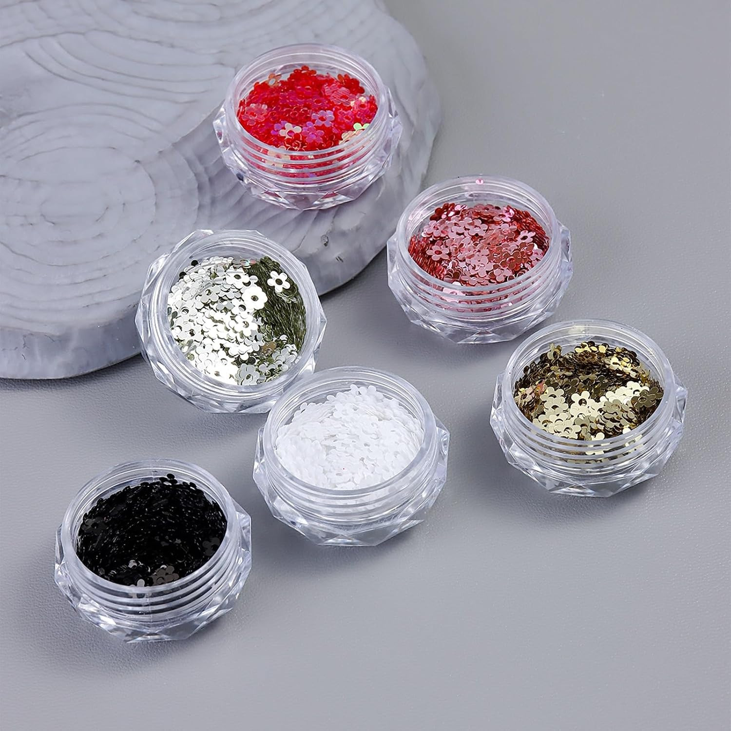 Five-Petal Flower Nail Glitter Sequins | 3D Holographic Laser Floral Flakes, Shi
