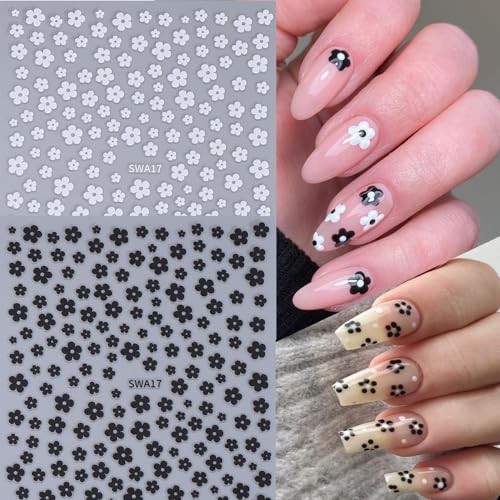 Flower Nail Art Stickers Decals 12PCS Glitter Pink White Flower Flower Styles