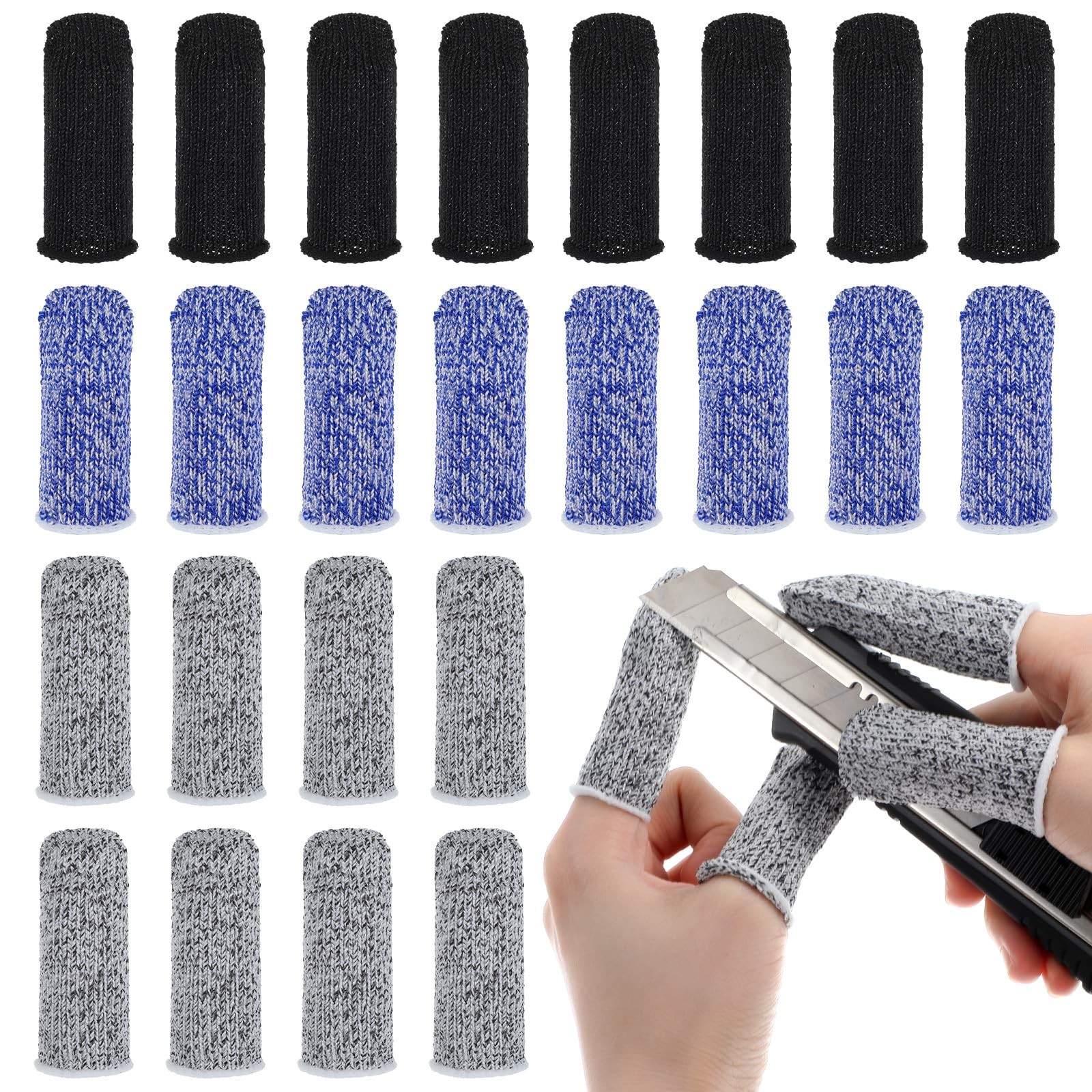 YBEATY 24PCS Finger Cut Resistant Protector Gloves Cots Breathable Reusable D…