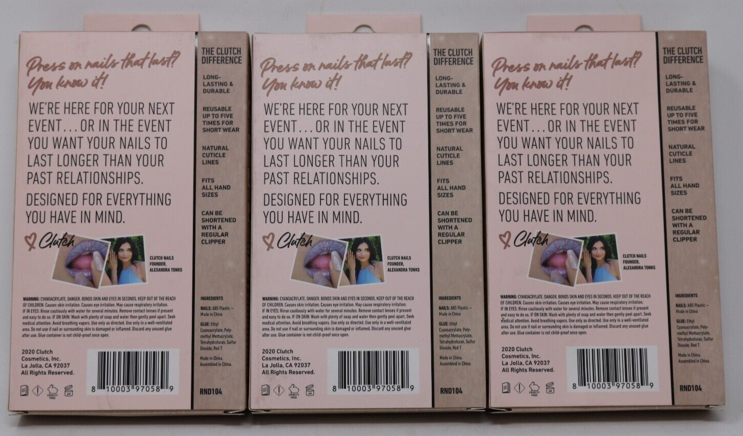 Clutch Nails Lucky Reusable Round Nails Long Lasting Press On Nails Kit 3 Boxes
