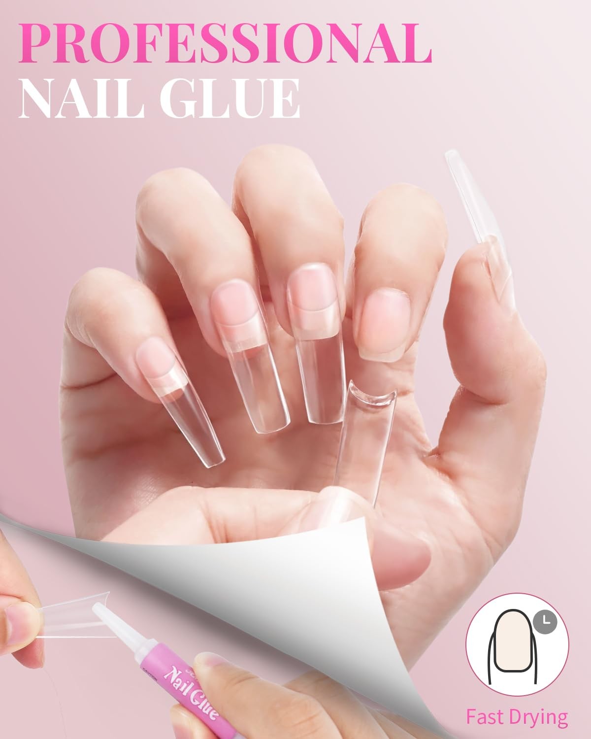 MORGLES Clear Acrylic Nail Tips, 500 511 Piece Set, 500PCS French Tips