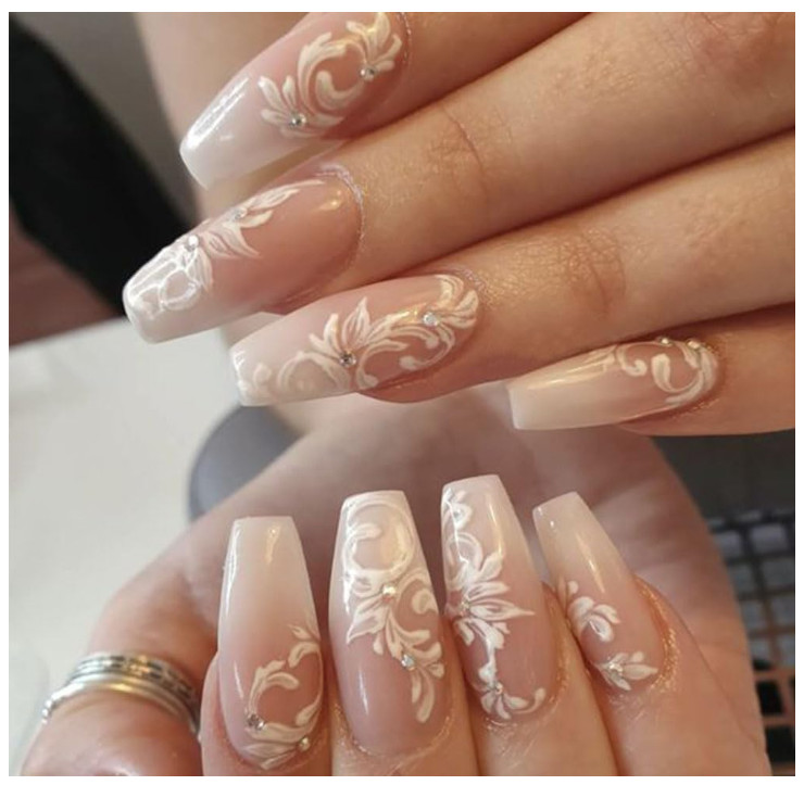 3D White Lace Flower Nail Art Lily Petal Floral Matte Effect Nail Stickers NH27