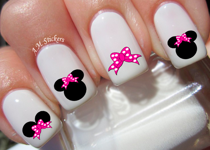 Minnie Mouse Pink Bow Nail Art Stickers Transfers Decals Set of 66 – A1224