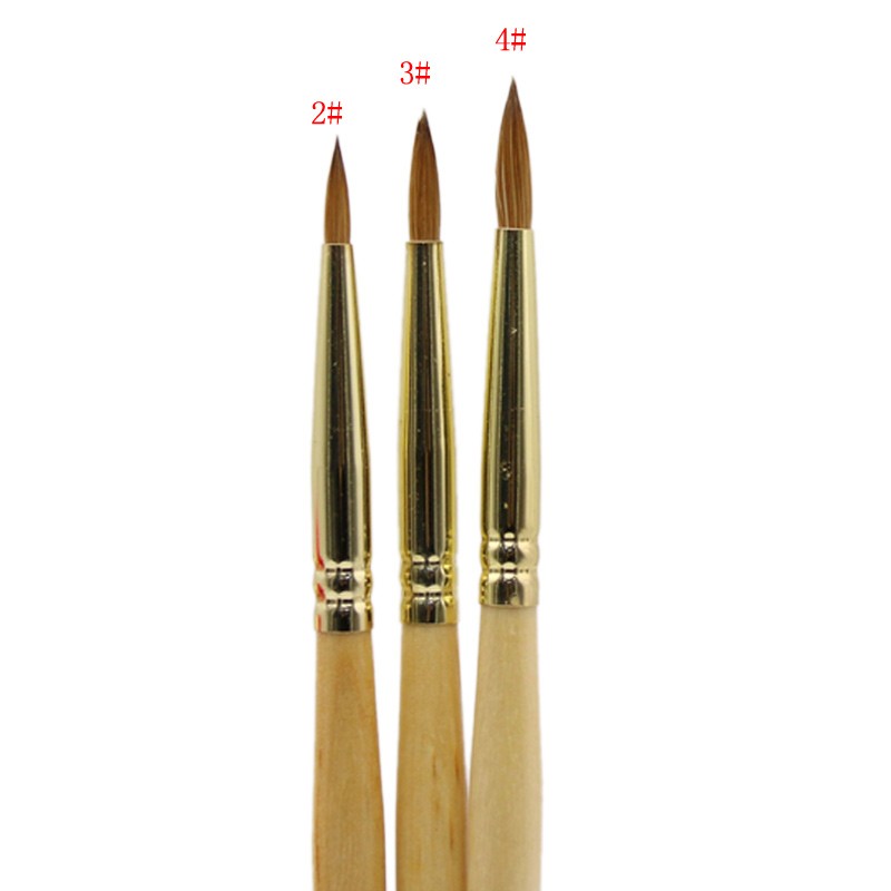 Art Painting Drawing Wooden Handle Round Kolinsky Nail Sable Hair Brush Tool F