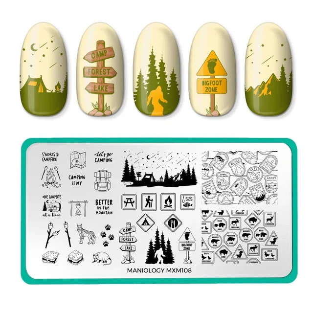Maniology Nail Stamping Plate – Great Outdoors Fireside Stories MXM108