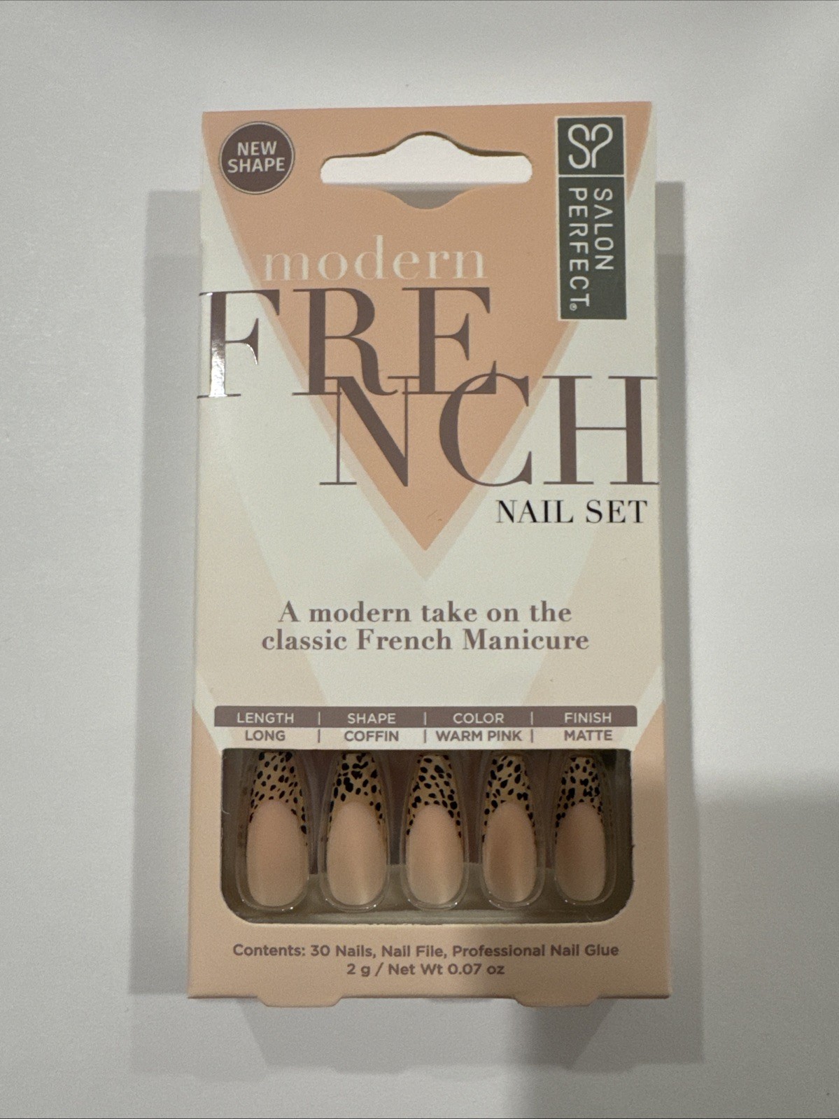 Set of 4 Modern French Coffin Shaped Glue On Nails – 24 Nails With Glue Each Set