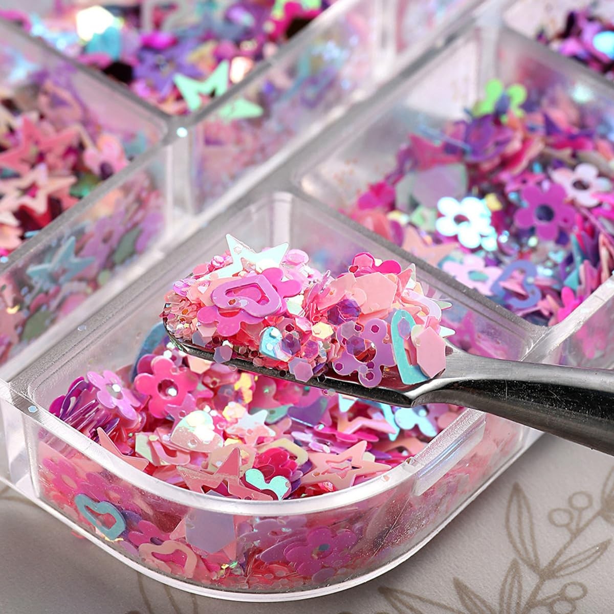 Heart Nail Art Glitters Sequins Mixed Hollow Star Flower Nail Sequins Star Ho…
