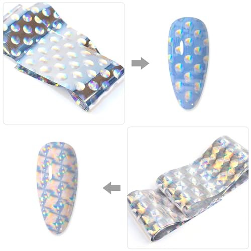 10 Rolls Gold and Silver Nail Foil Transfer Sticker Kit Laser Laser Gold Silver