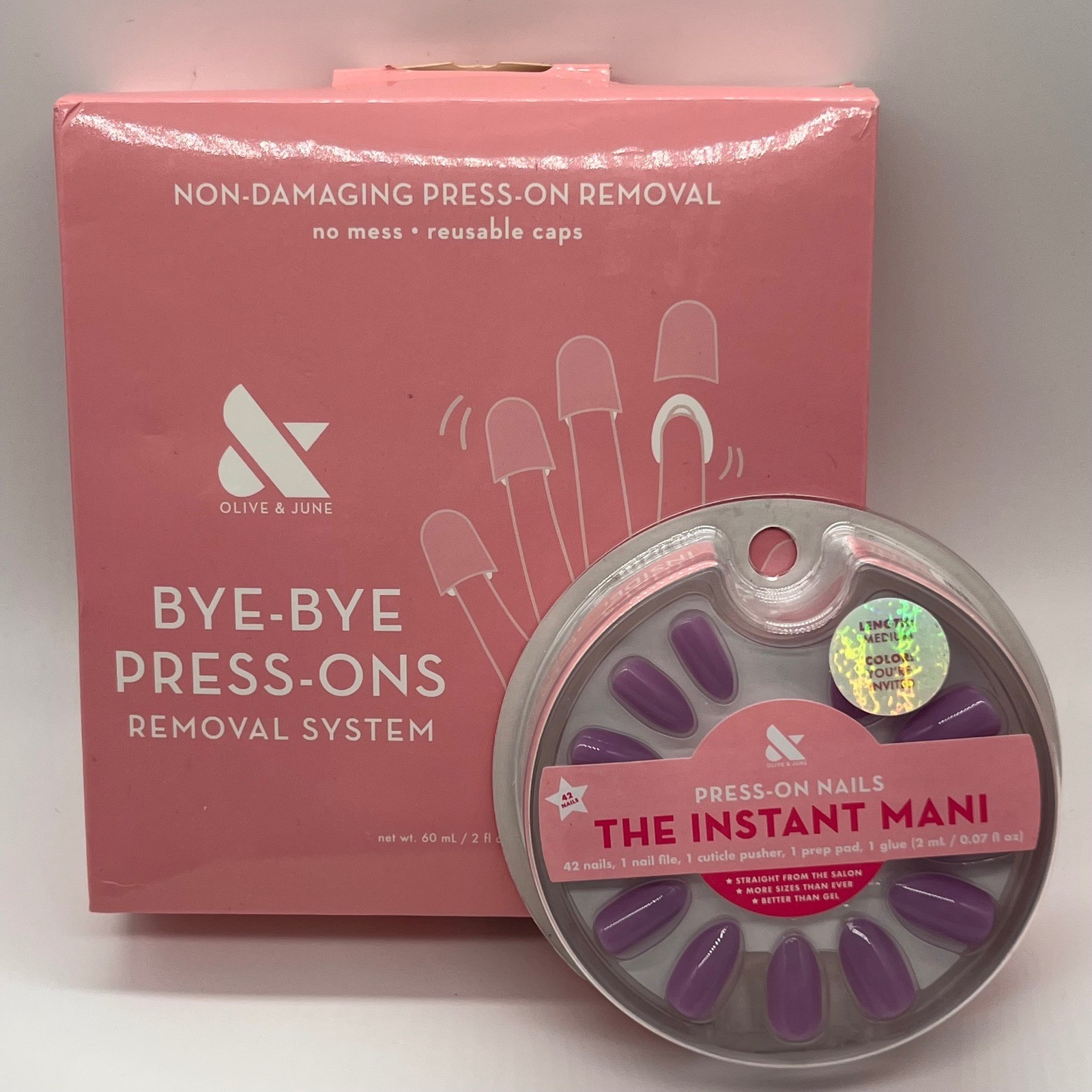Olive & June Press On Nails And Removal System You’re Invited Purple Medium Oval