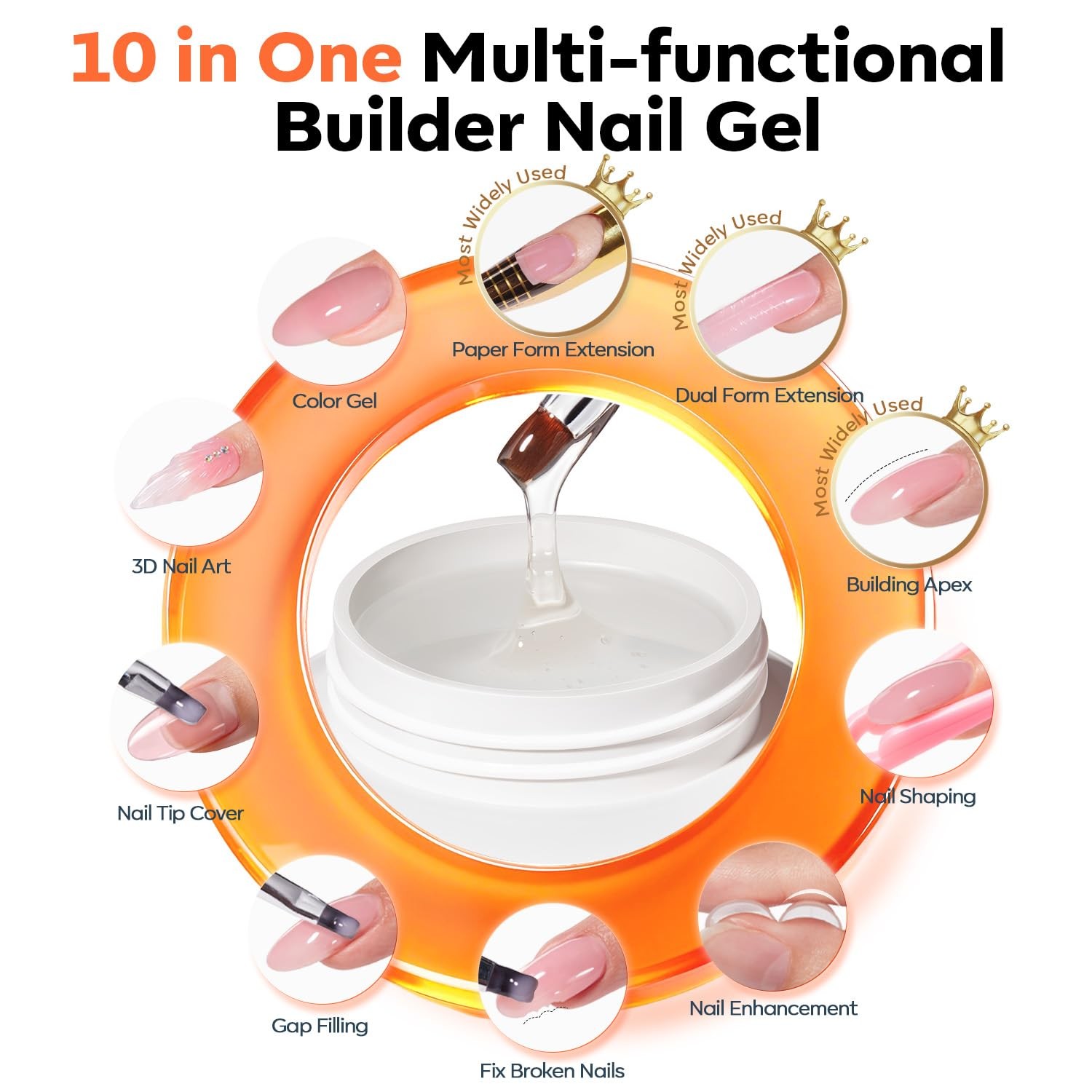 Nail Art Practice Tips Builder Nail Gel French Tip, 10-in-One