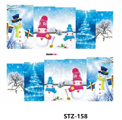 4 Full Wrap Water Transfer Nail Art Sticker Decals Christmas Snowman Santa NS11