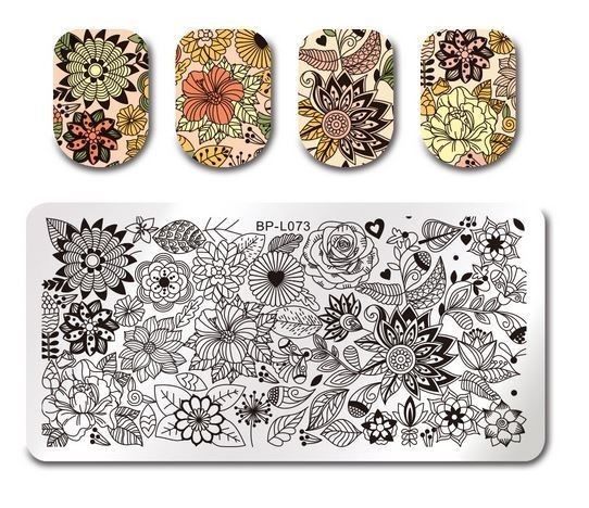HTF Nail Art Stamp Plate BP-L073 Lace Doily Mandala Floral Spring Summer Flowers