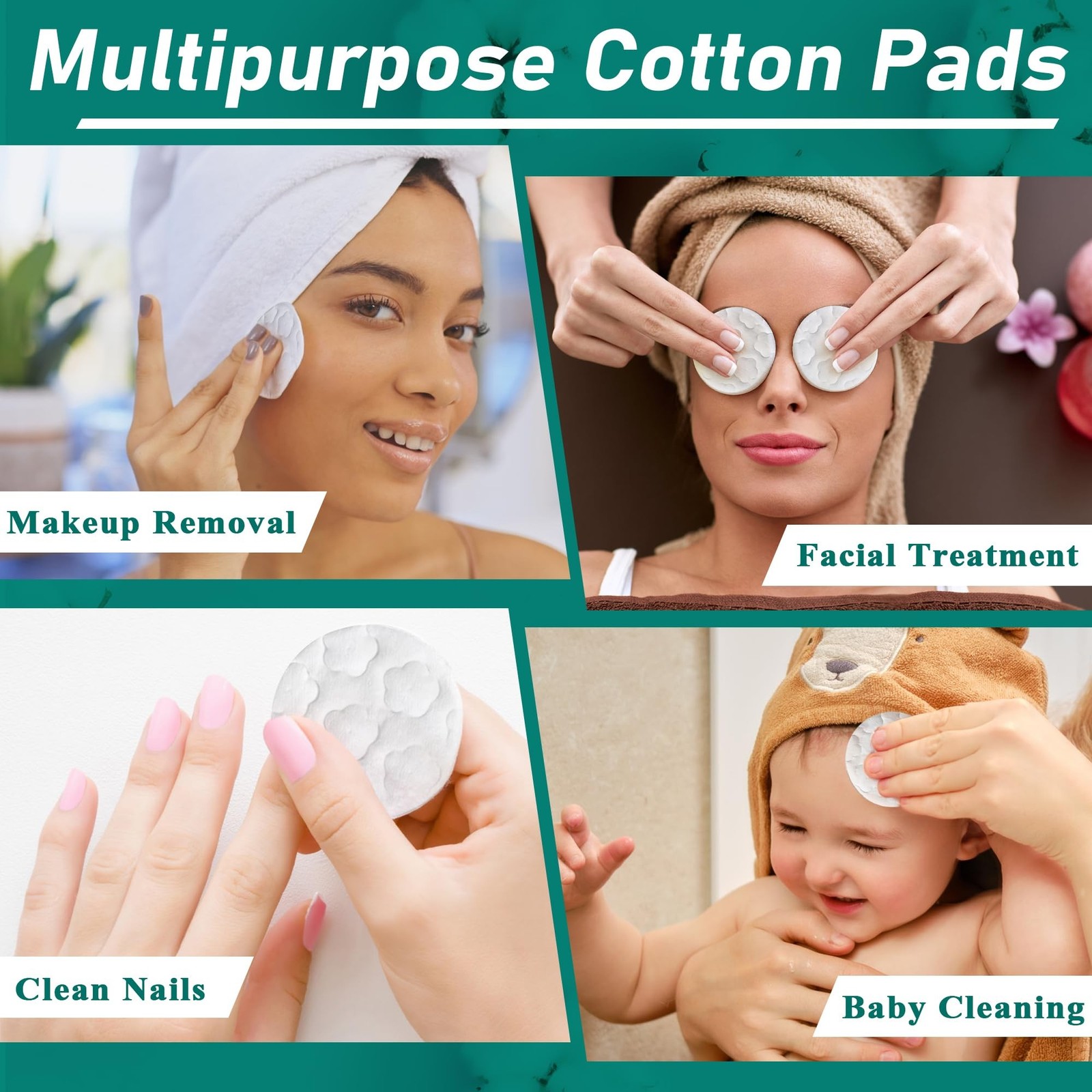 Premium Cotton Rounds for Face, 300 Count Makeup Remover Pads,100% Pure & Nat…