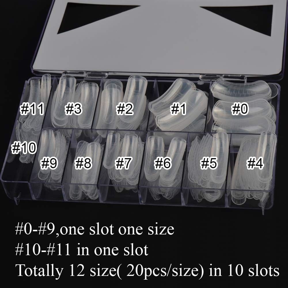 240PCS Dual Forms Nail Mold for Poly gel UV Gel 1 Count (Pack of 240), Clear
