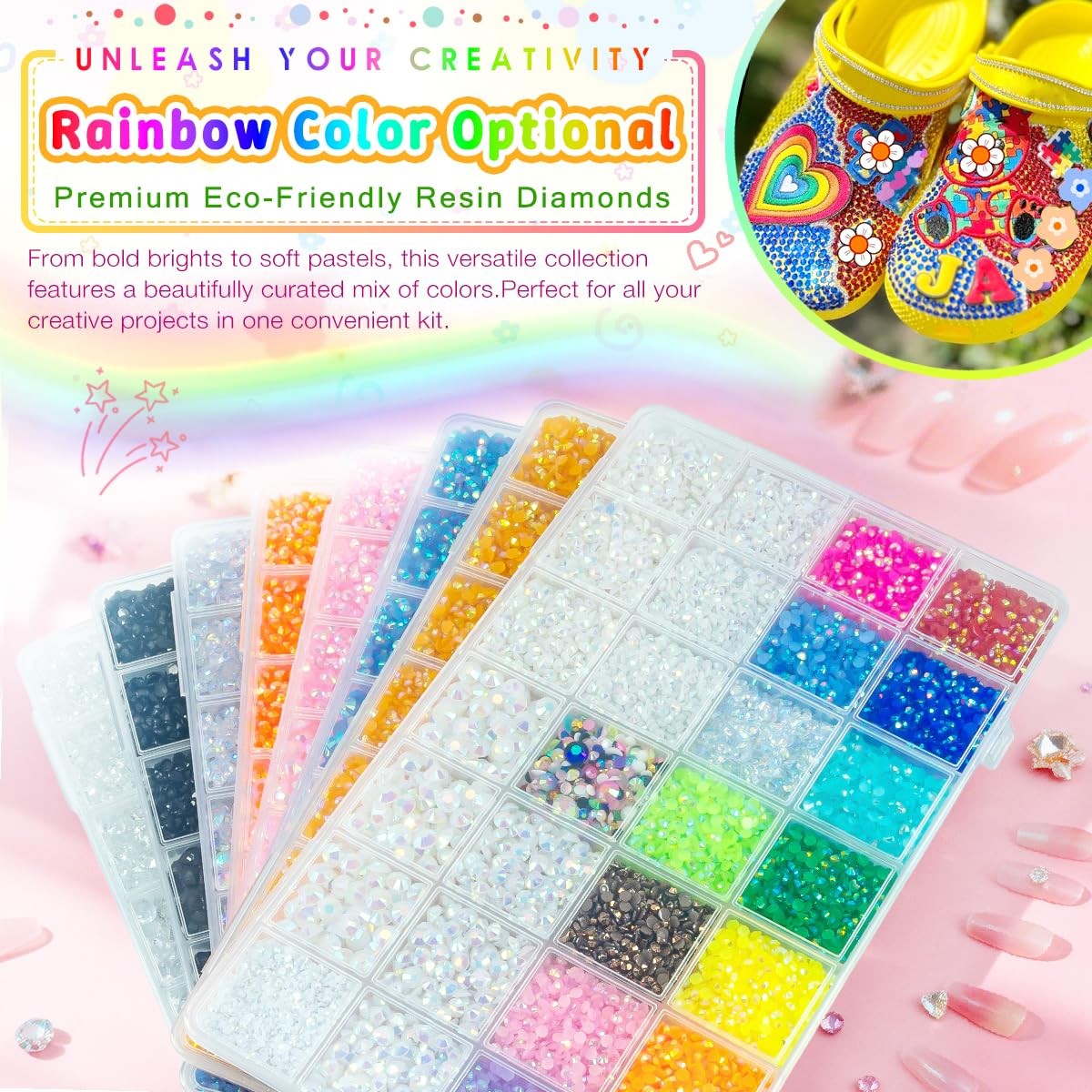 qiipii Light Pink Jelly Rhinestones w B7000 Glue