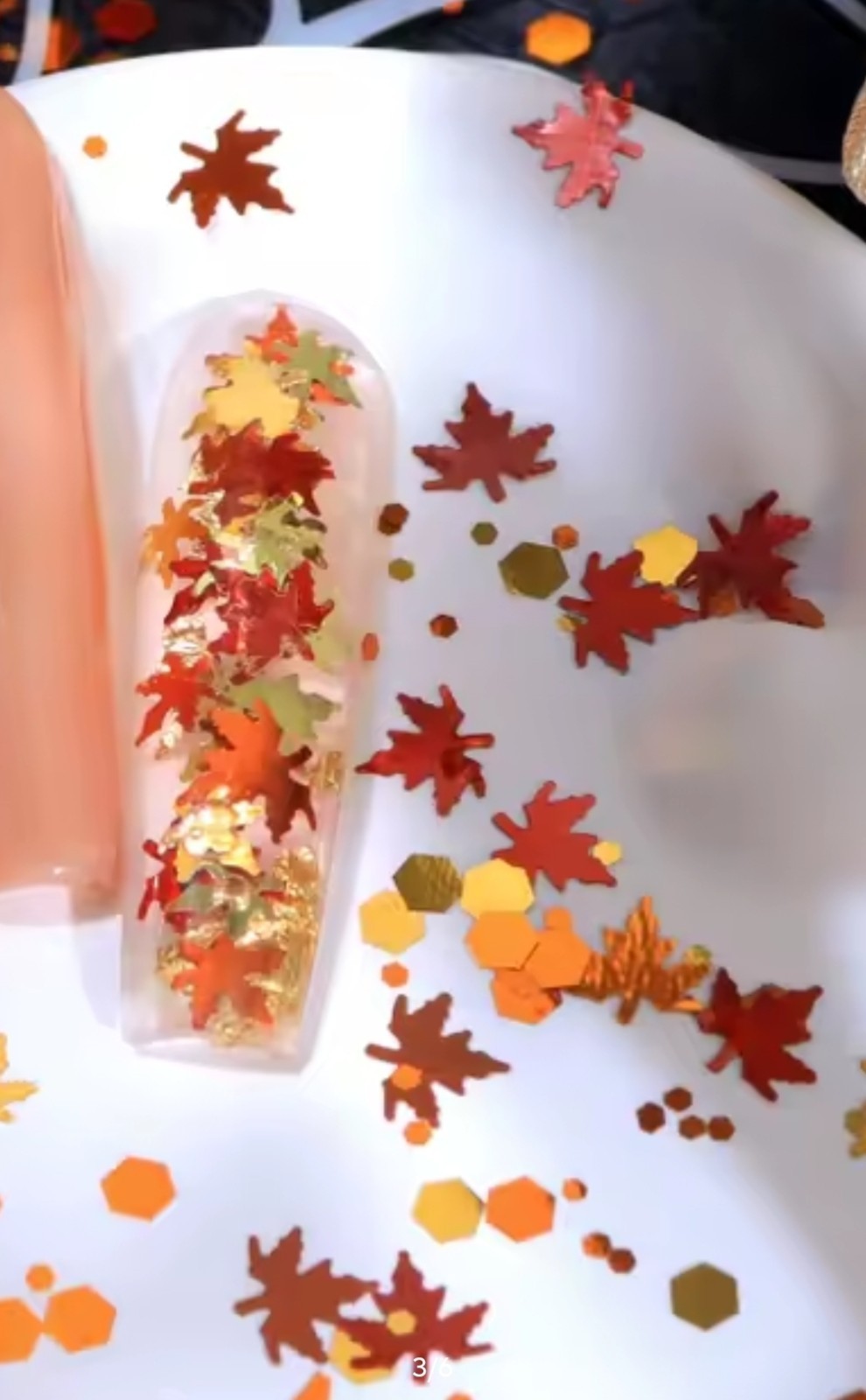 Brown Red Gold Green Nail Maple Leaf Glitter 1 TSP