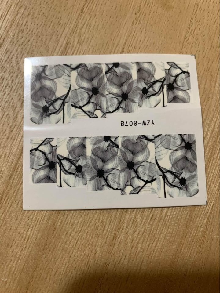 7 Sheets Black/White Nail Decals Floral Boho All Season DIY Beauty Stickers