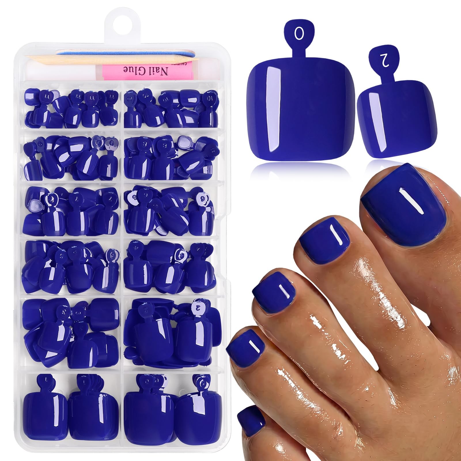 120pc Press on Toenails Women Fake Toe Nail Press ons Pedicure with Glue, Roy…