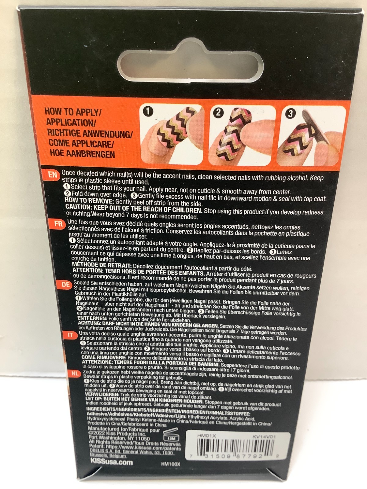KISS Mani Pop Halloween Edition 16 Ct Glow In Dark Nail Accents Strips, 3pk