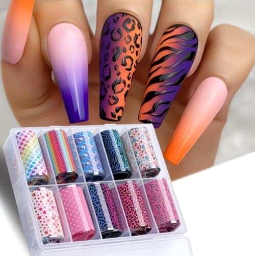 Candy Rainbow Nail Foils Transfer Nail Art Flower Nail Stickers Spring Q4