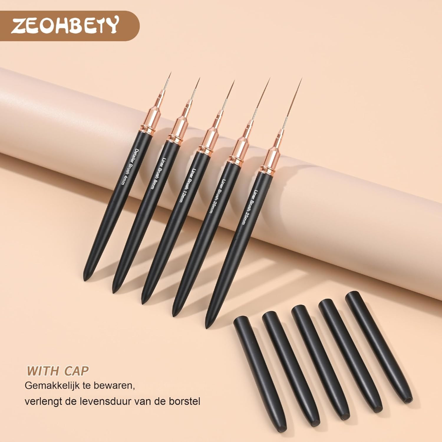 Metallic Nail Art Brushes, 5Pcs Nail Art Liner Brushes, Painting Art Design Brus