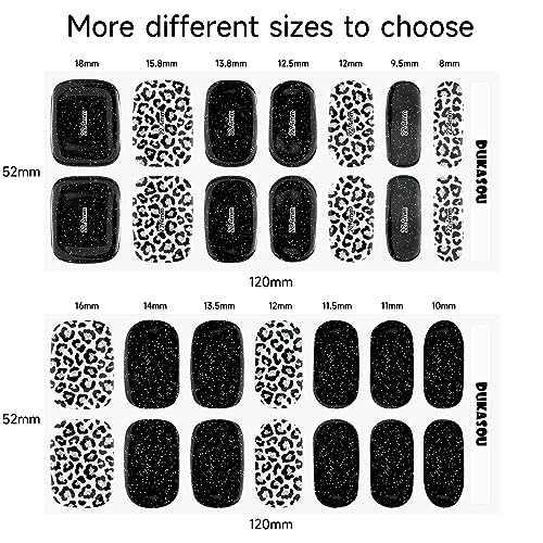 Semi Cured Gel Nail Strips, 28pcs Nail Polish Art Stickers Wraps | Gel Black