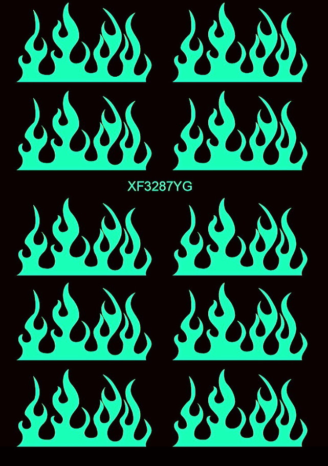 Holographic Fire Flame Glow in the Dark Nail Stickers Decals Luminous Color NH21