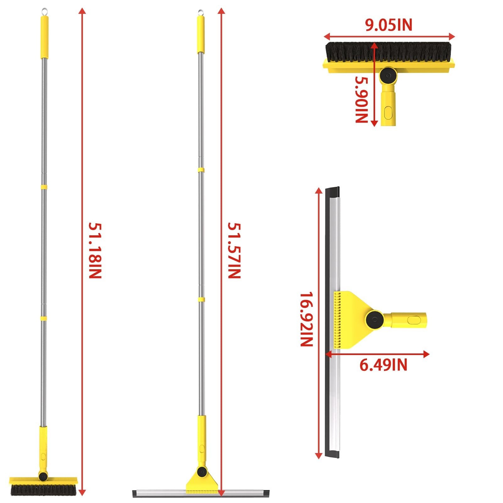 Multi-Purpose V-Shaped Grout Brush with 16.9″ Floor Squeegee Set, Long Handle…