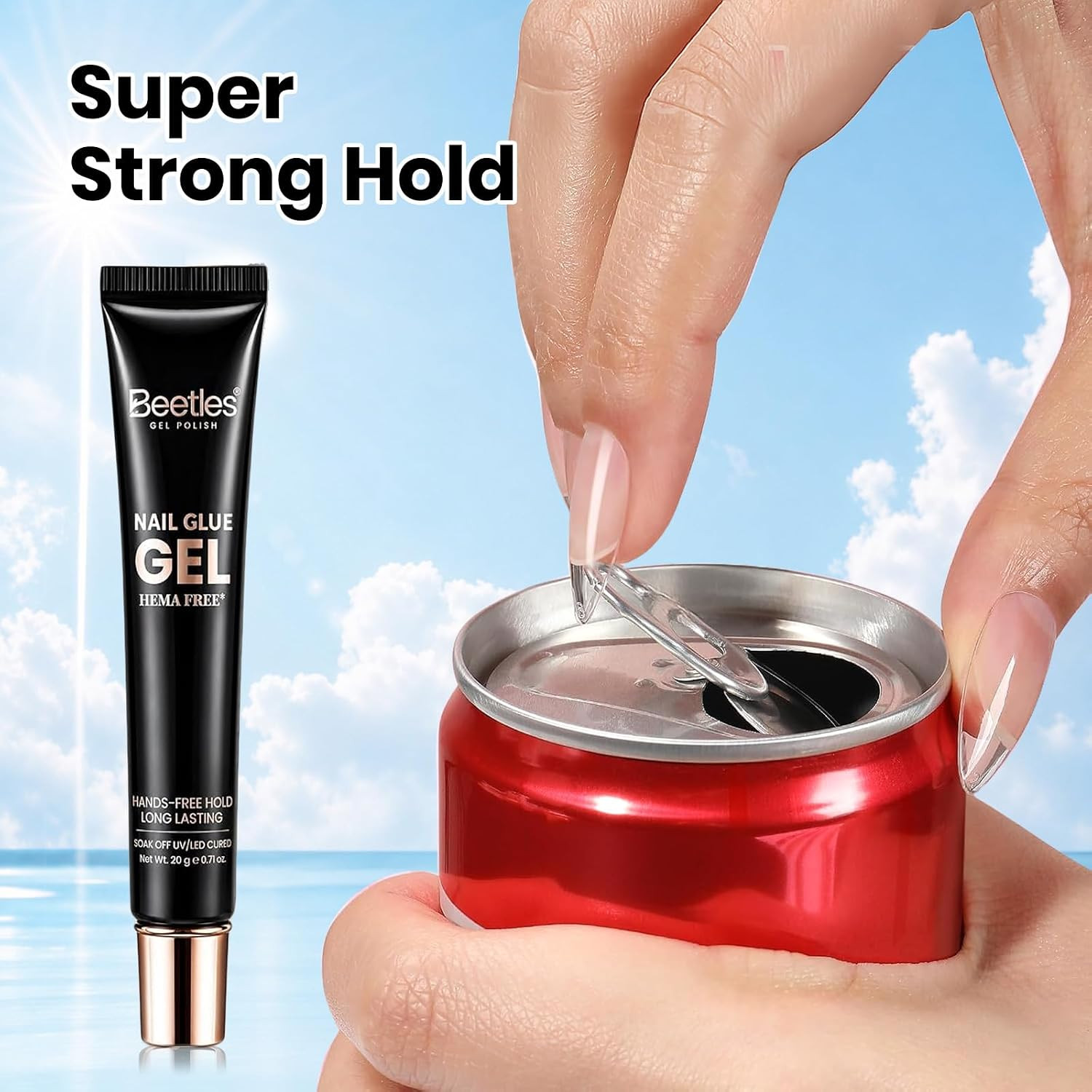 Beetles 2Pcs*20G UV Nail Glue, Hands-Free Soft Nail Tips Glue, HEMA Free | Super
