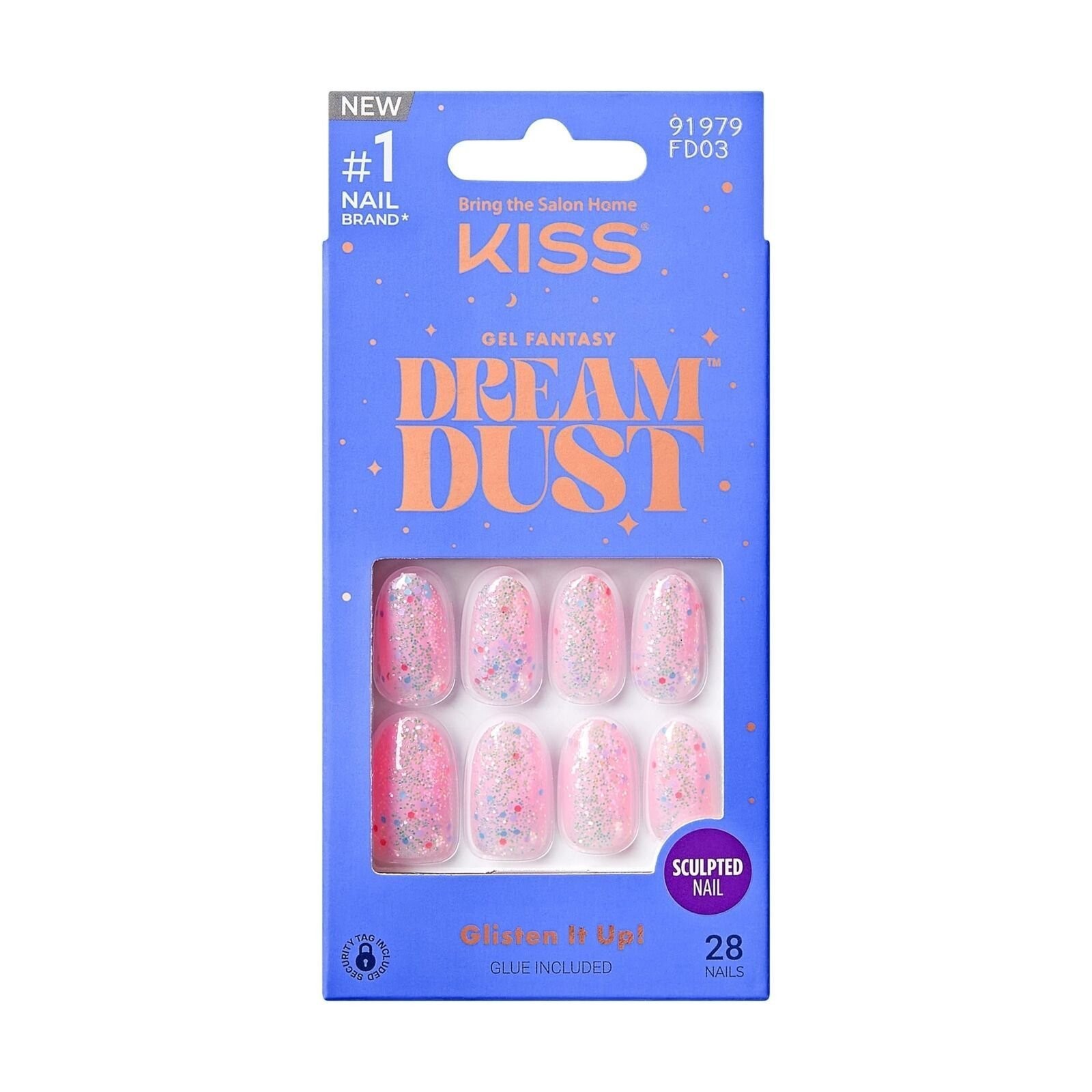 KISS Gel Fantasy Dreamdust, Press-On Nails, Nail glue included, Diamonds 4…