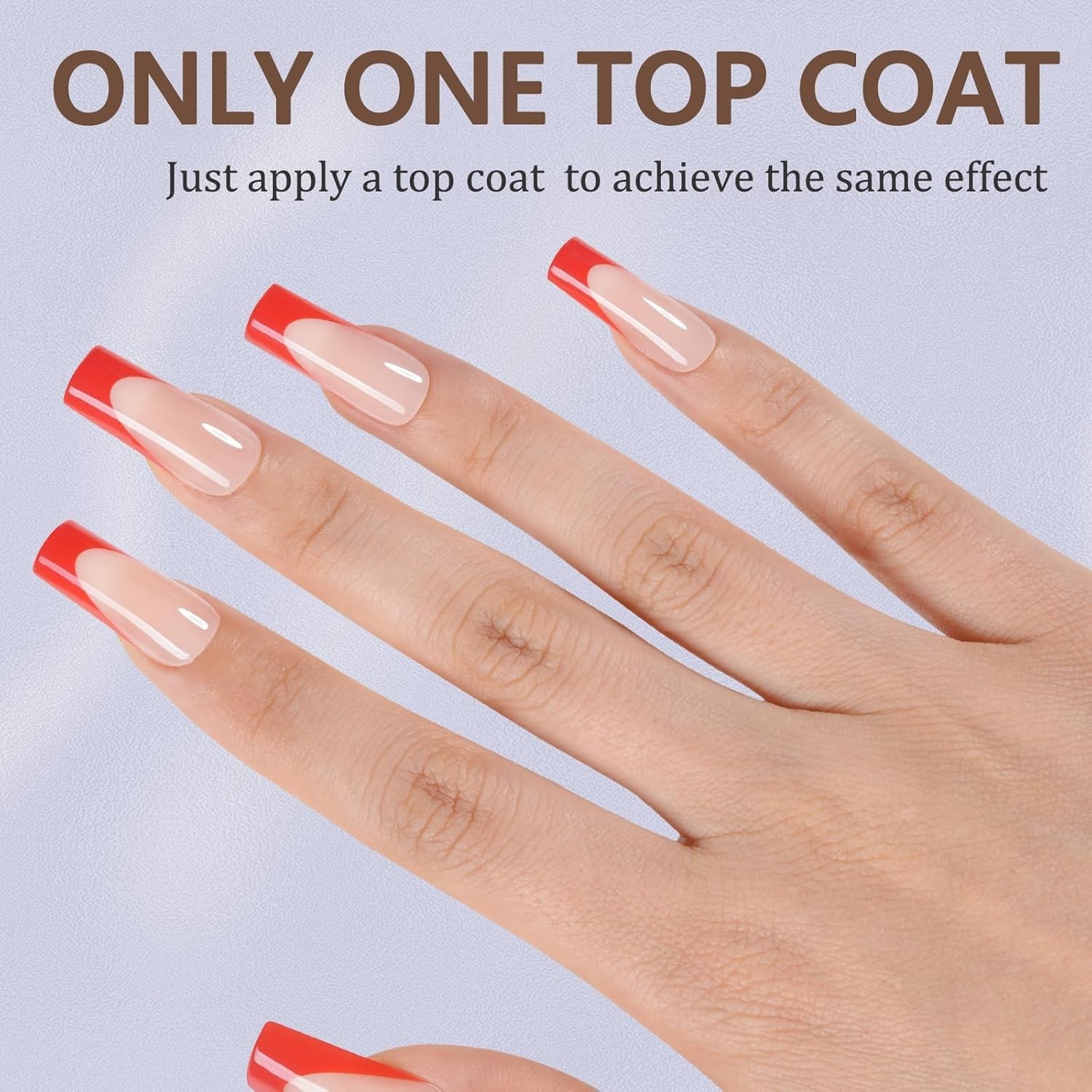 Red French Gel Nail Tips 150Pcs Long Square Soft Gel Prelasting Nail Art Set