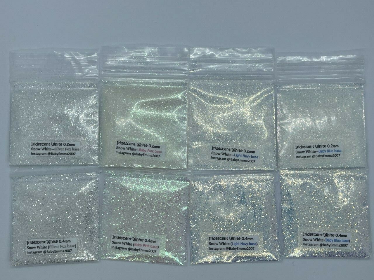 Iridescent White Glitter Hex Snow White: SILVER/PINK/NAVY/BLUE sheen Nail-US-tsp