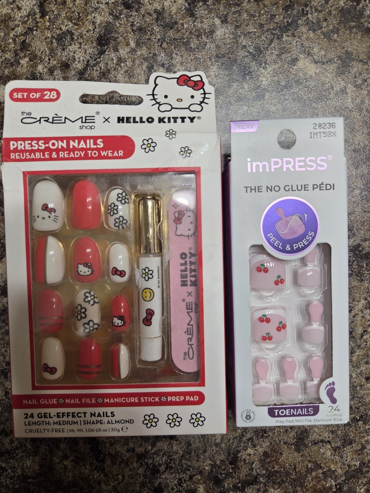 imPRESS Hello Kitty Gel-Effect Press-On Nails Medium Almond Red/White Finger/Toe
