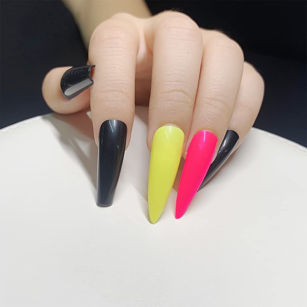Colorful Long Coffin False Nails Ballerina Fake Nail Candy Press On Nail Acry…