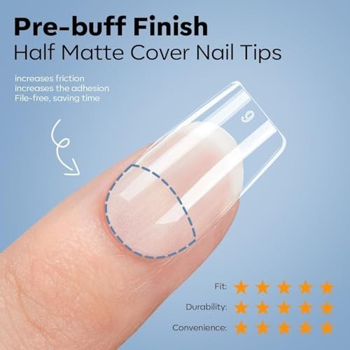Nail Gel Kit with 15 Short Square Tips, 9-in-1 Glue & Portable LED Lamp – 510 Pc