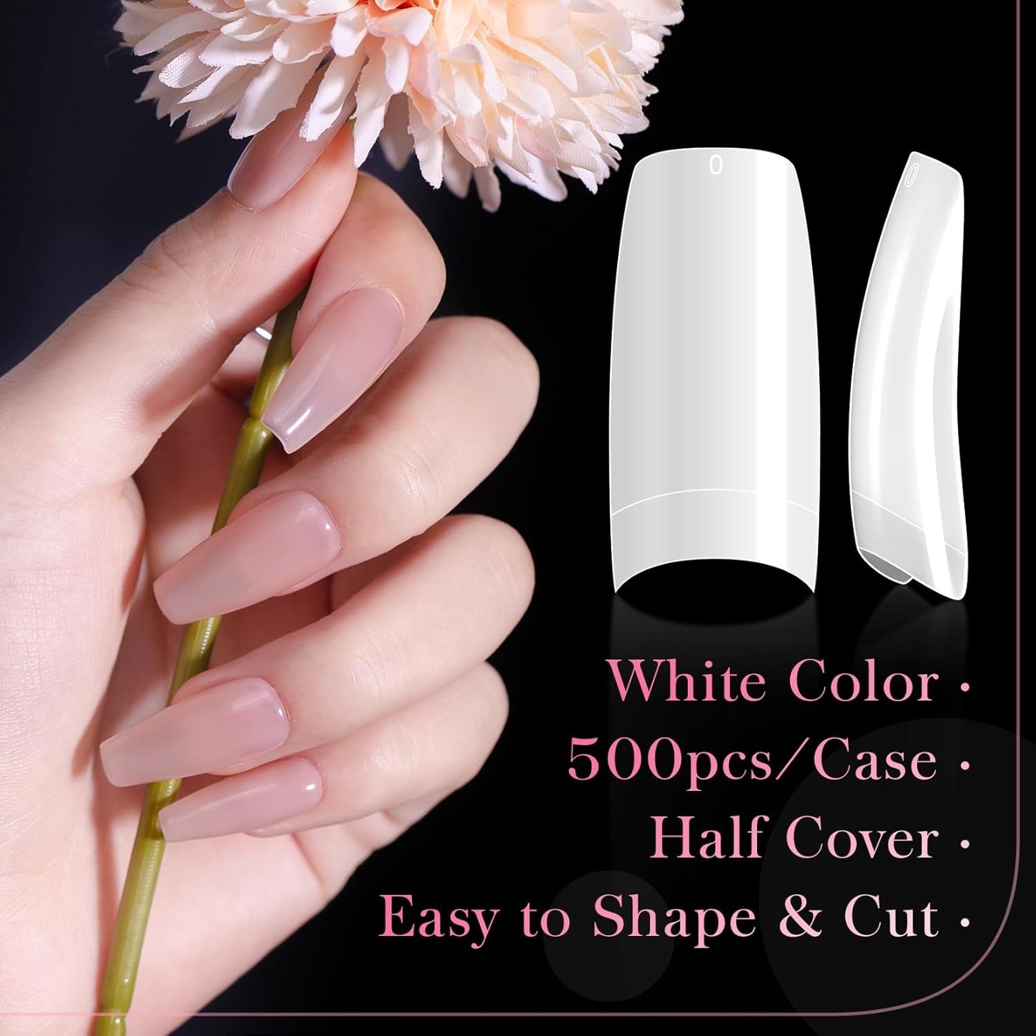 Perfect Length 500 Pcs Acrylic Nail Tips – 10 Sizes for Salon Quality Results