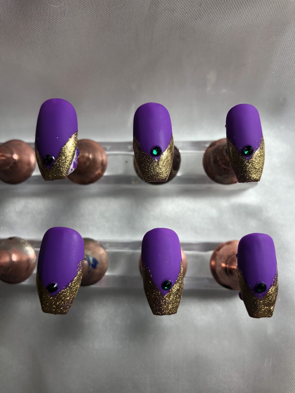 Z NAILZ! Gorgeous Set Of Handmade Custom Mardi Gras Press On Nails