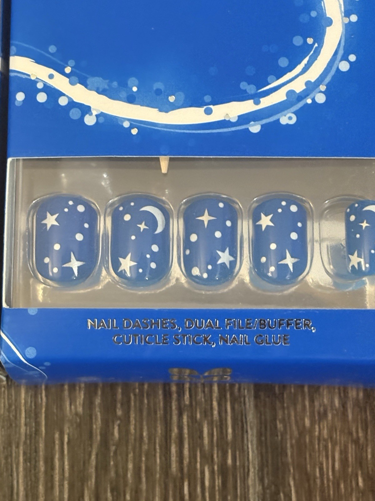 Lot of 3 NIB Red Aspen Nail Dashes Press On Nails Celestial Blue White Gold Star