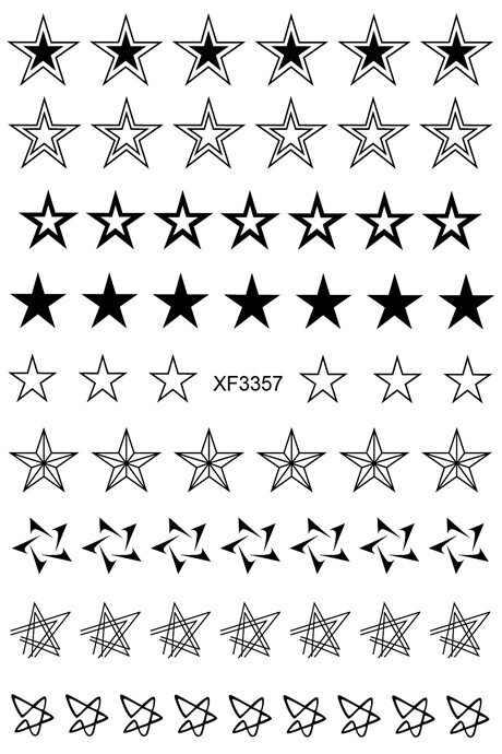 12 Sheets Stripe Stars Nail Art Stickers Decals Supply Self-Adhesive XF3357 NH21