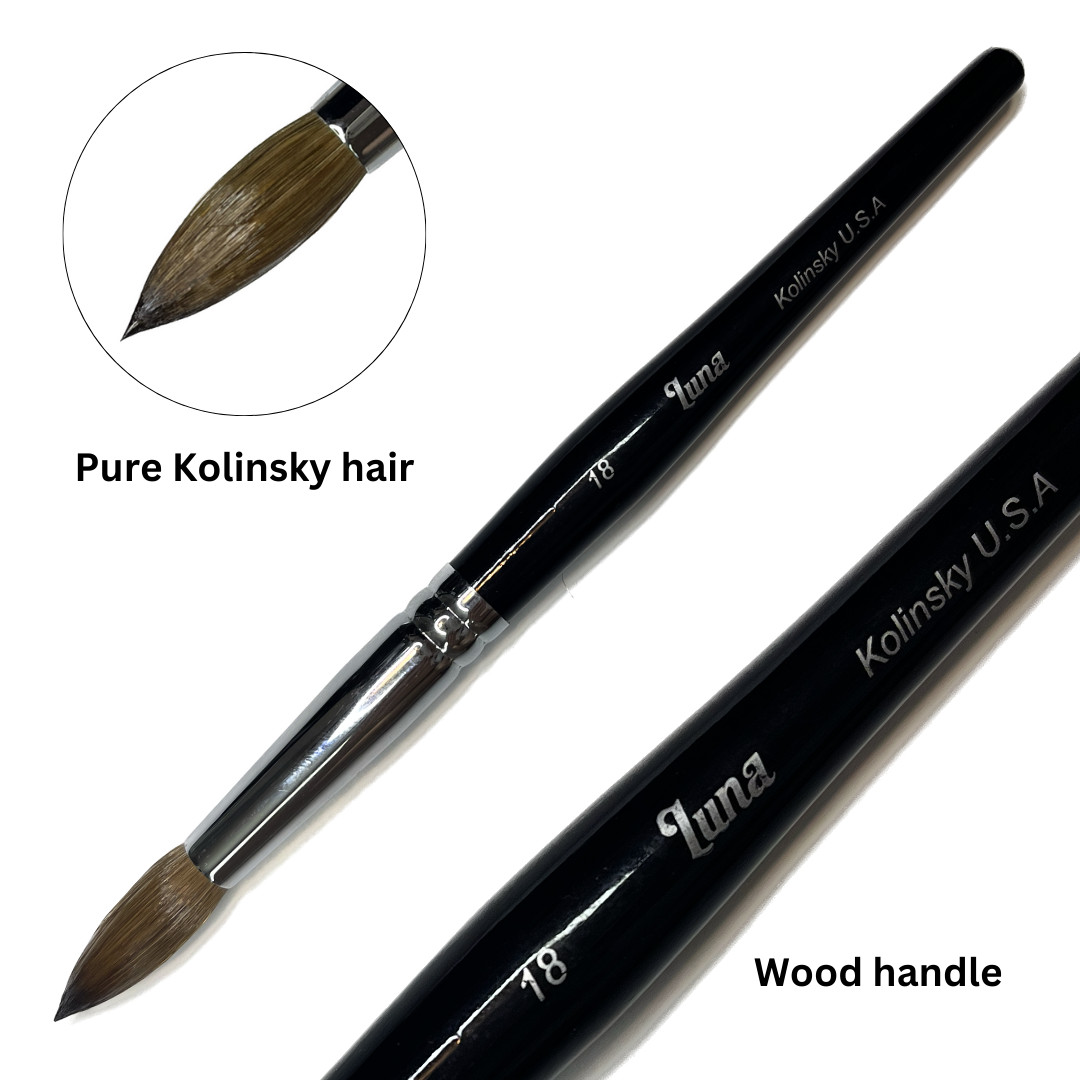 Luna Pure Kolinsky Acrylic Nail Brush For Manicure Powder – #18 – SHIP FROM US