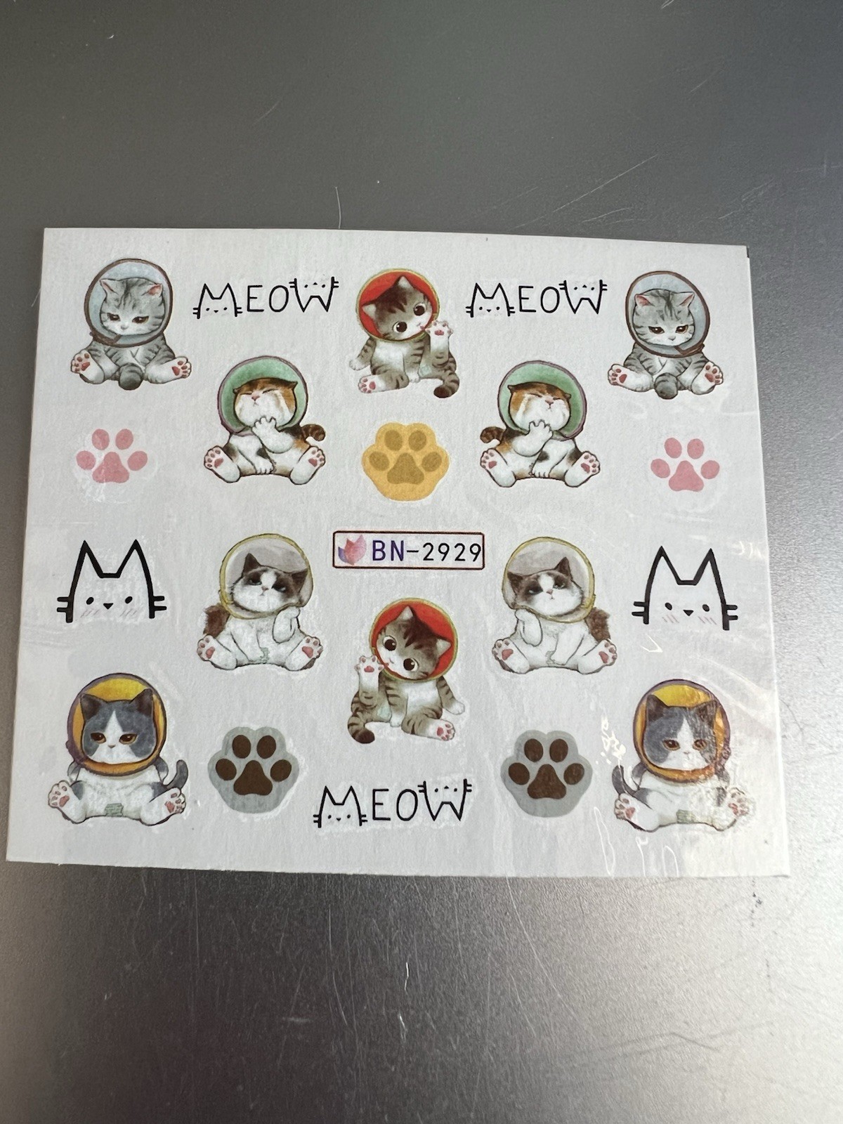 Cute Cat Nail Stickers Lovely Cat Nail Art 12 Pieces
