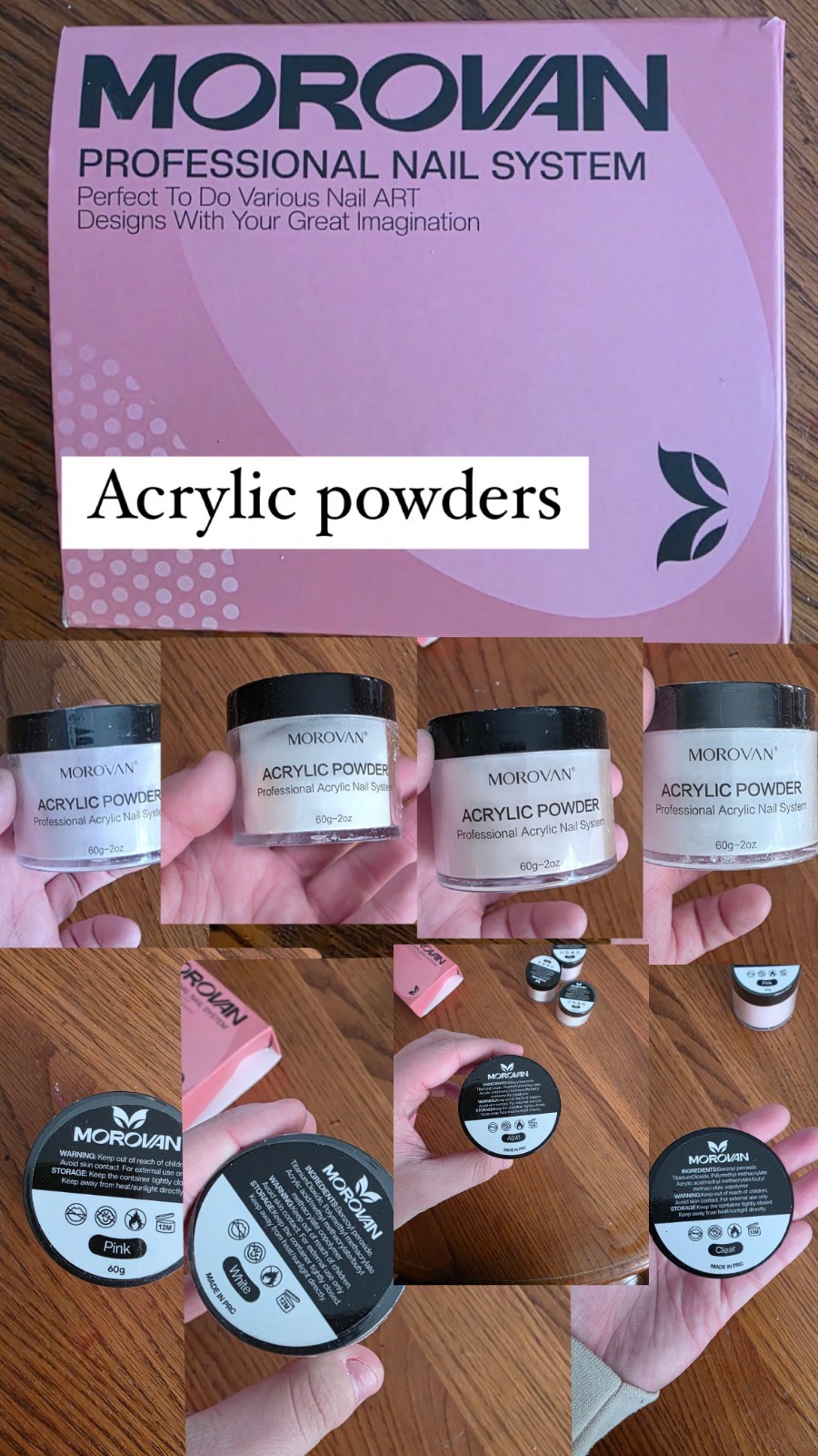 Assorted Nail Acrylic Powders, Brushes, Tips, Sculpting Gel, Glue, Accessories