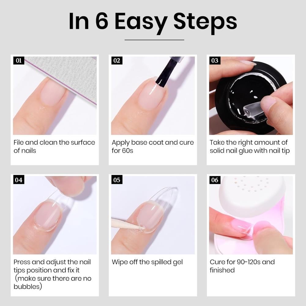 MIZHSE Solid Nail Glue, 18g Solid U V Gel Nail Glue Gel for Nails and Mini Light
