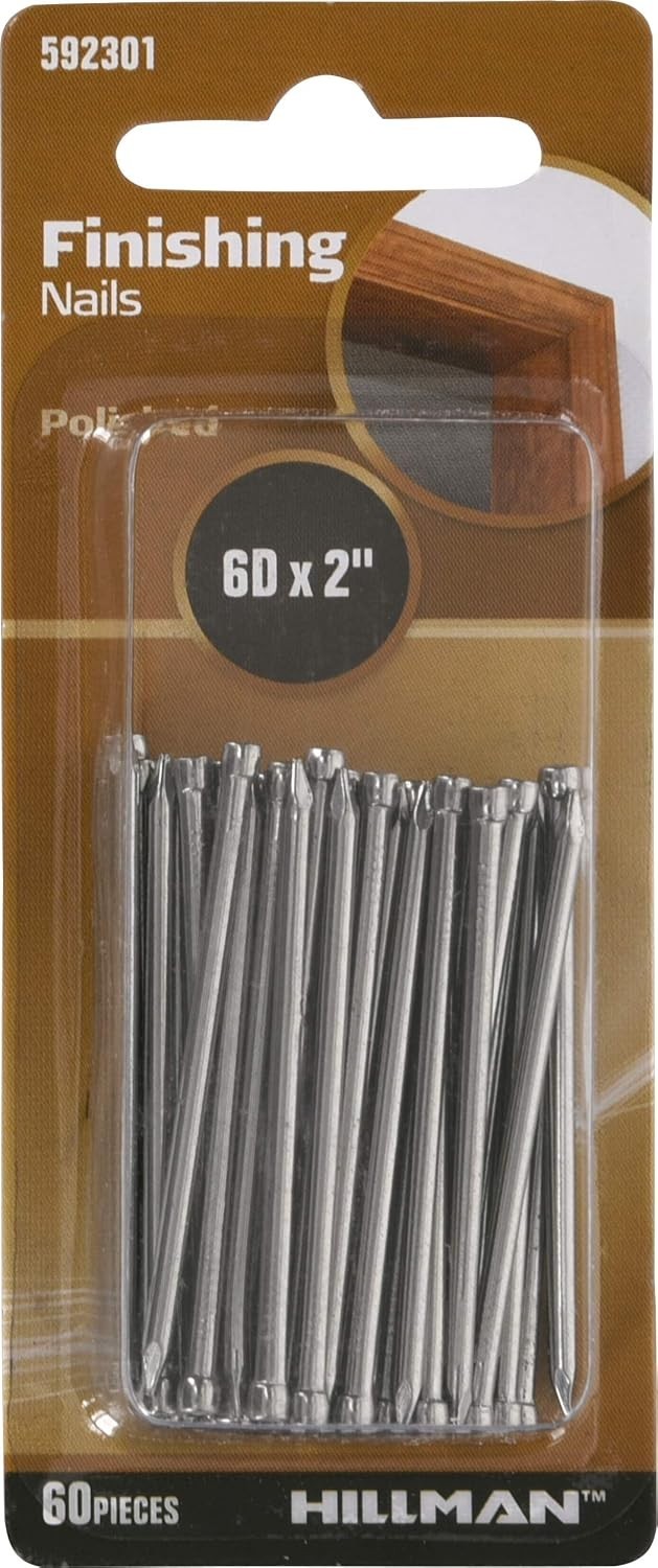 Versatile Polished Finishing Nails 6D x 2” – 60 Count for All Wood Applications