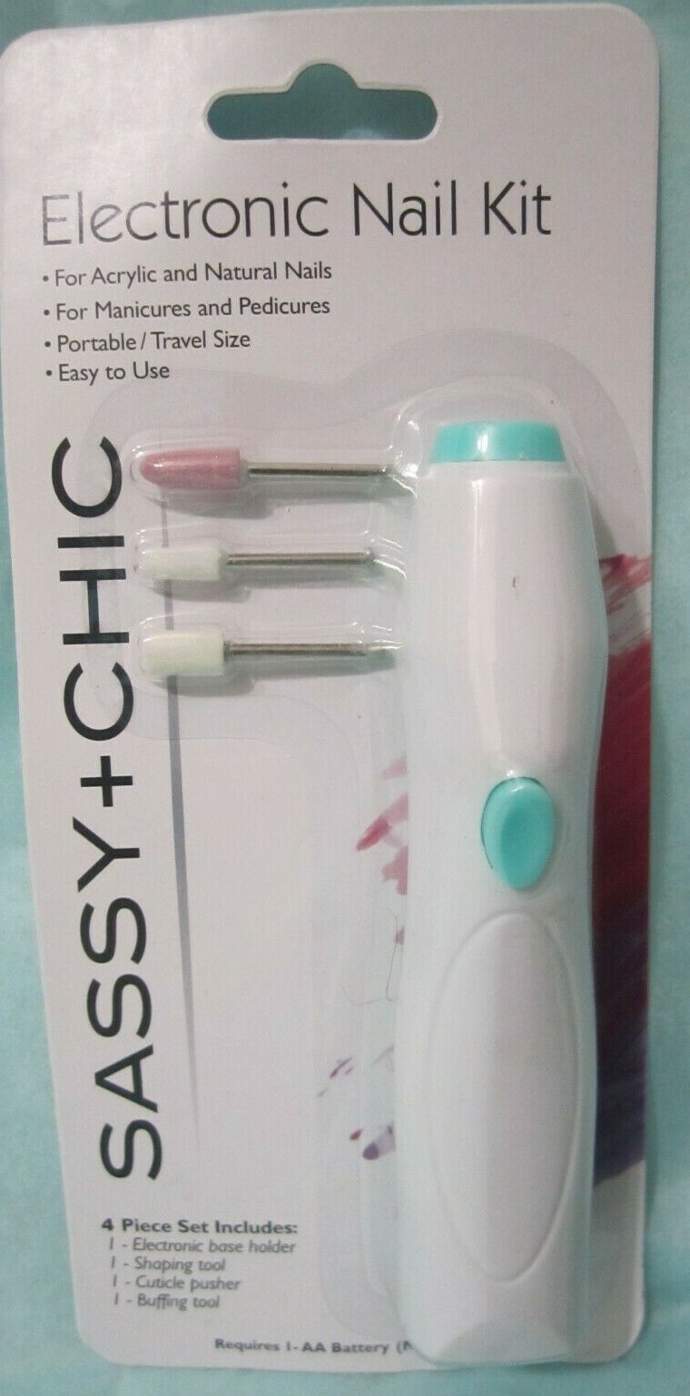 Electronic Nail Kit, Manicure/Pedicur Nail Travel Portable Battery Power 4 pcs
