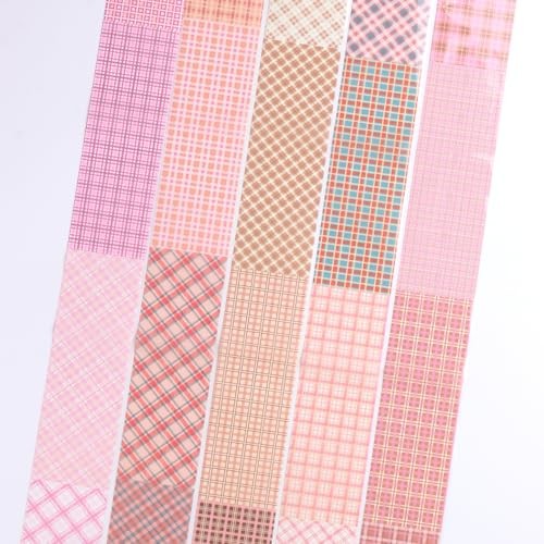 10 Rolls Plaid Nail Art Transfer Foil Checkered Designs Holographic Pink Plaid