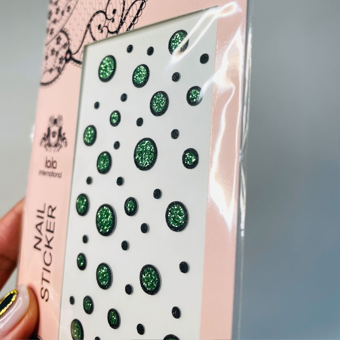 3D Relief Nail Embellishments Green Circle DIY Sparkle Decals Made in Korea Art