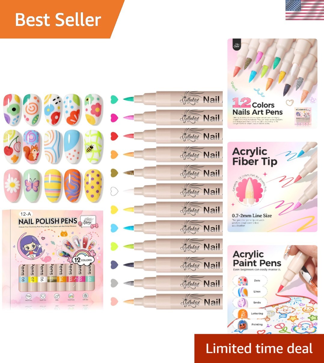 Long-Lasting Waterproof Nail Art Pens – Perfect for Creative Nail Designs